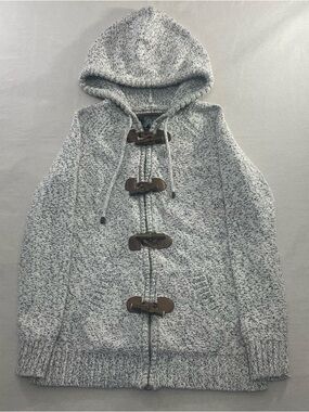 Roots Canada Fair Isle Duffle Hoodie Zip Up Sweater Toggle Fleece Knit Large